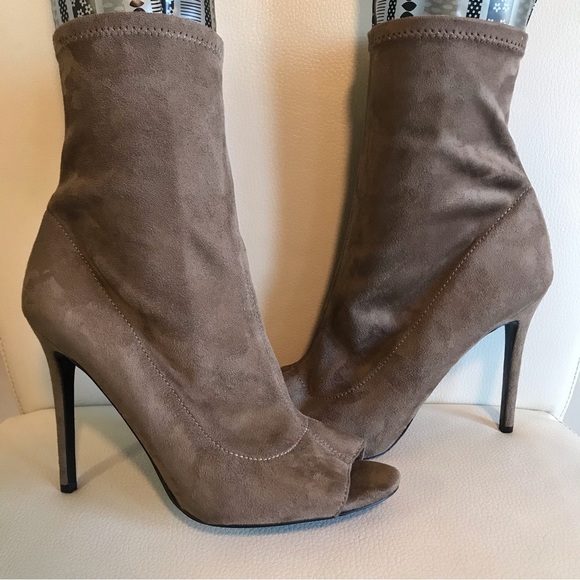 Aldo Shoes - Aldo Peep Toe Sock Boots Booties Brown Suede High Ankle Size 7.5 NEW